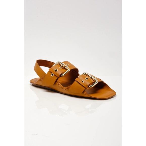 $138! FREE PEOPLE - BLOSSOM BUCKLE SANDALS IN LUGGAGE LEATHER SZ 9 NWOT! - Picture 4 of 8
